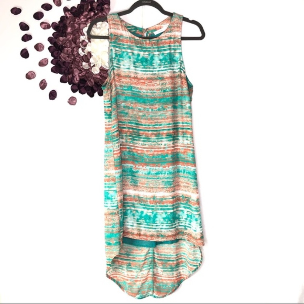 Lush Patterned Sleveless Flowy Tank Dress - Picture 1 of 7